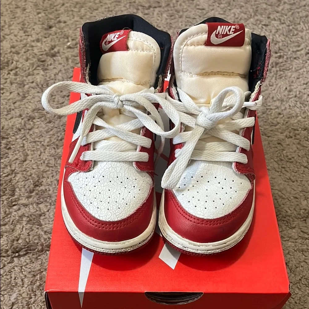 Nike Kids Red, White & Black High-Top Sneakers with Swoosh